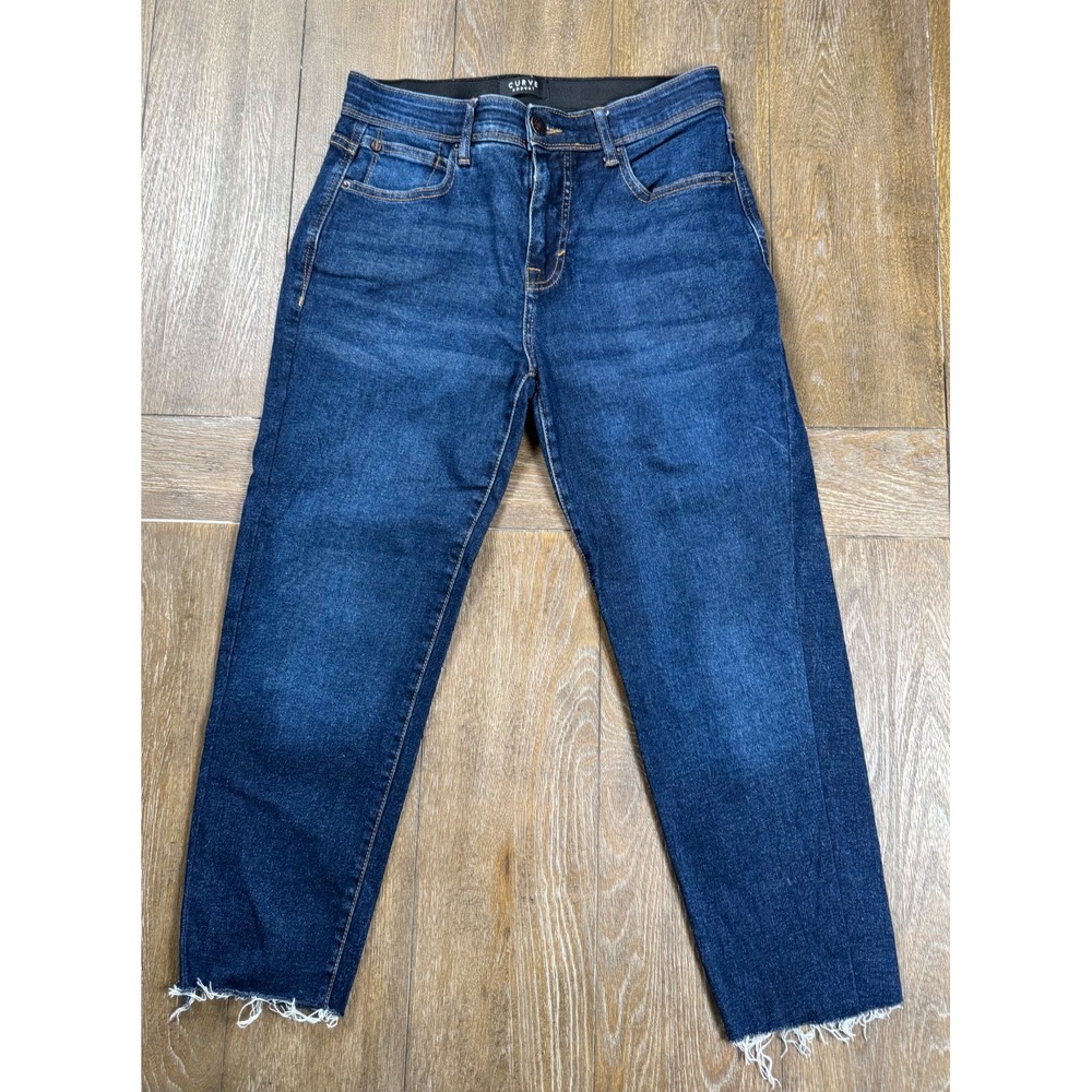 Curve Appeal Women's Jeans Size 2/26 Dark Wash Skinny Raw Hem Cropped 3136
